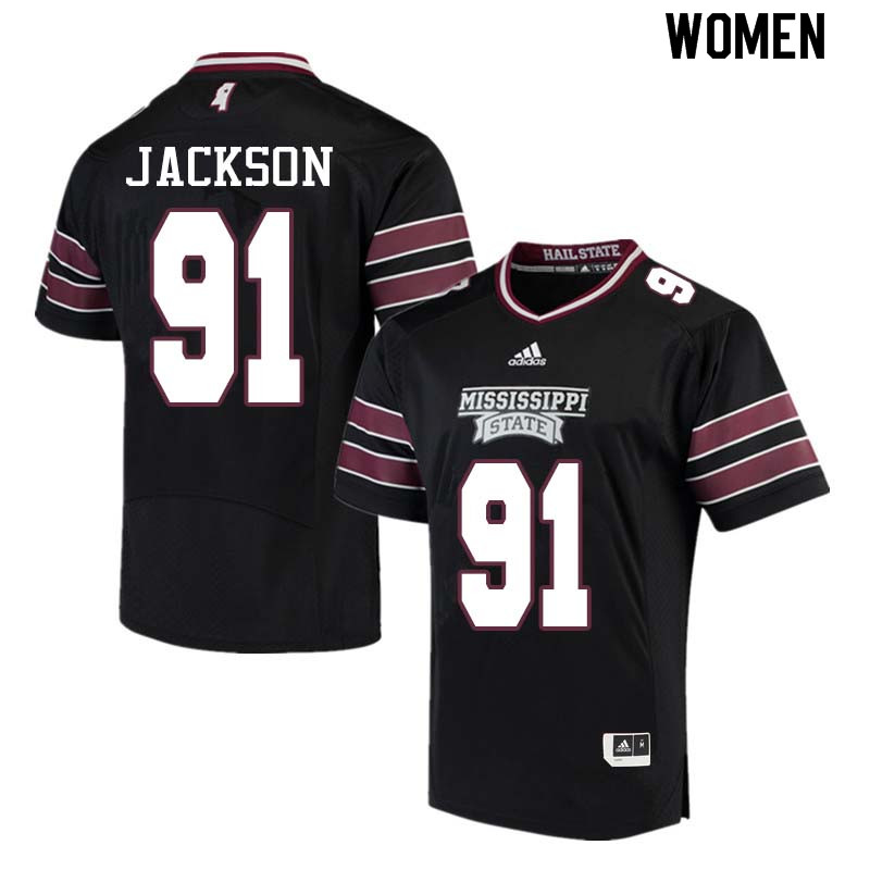 Women #91 James Jackson Mississippi State Bulldogs College Football Jerseys Sale-Black - Click Image to Close